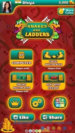 Giao diện game rắn leo thang