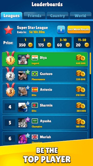 Giành vị trí cao trên bảng xếp hạng