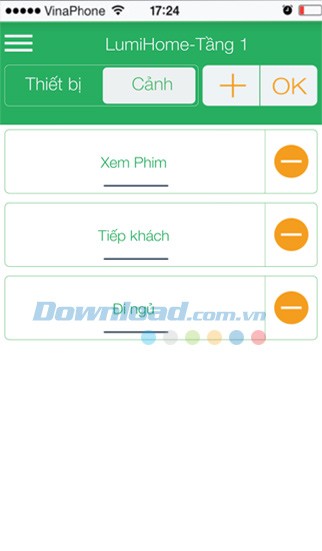 Cấu hình các tùy chọn điều khiển trong ứng dụng LumiHome