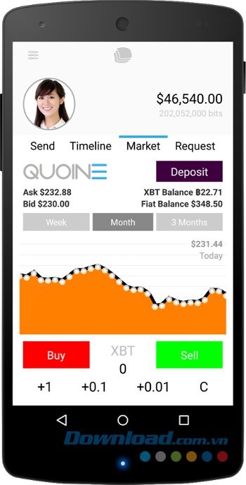 Giao diện ứng dụng LUXSTACK for Bitcoin