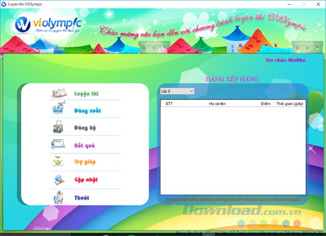 Giao diện chính của Violympic
