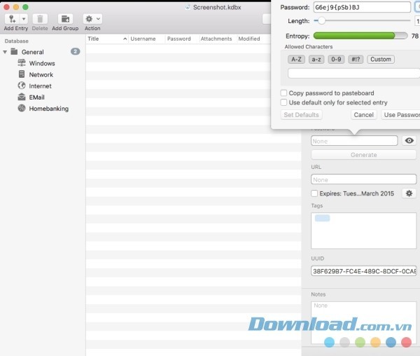 MacPass cho Mac hỗ trợ tính năng tự tạo mật khẩu thông minh