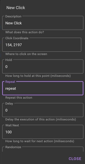 Sau đó thay đổi Repeat của Click to repeat mà cái Key đã sử dụng trước đó