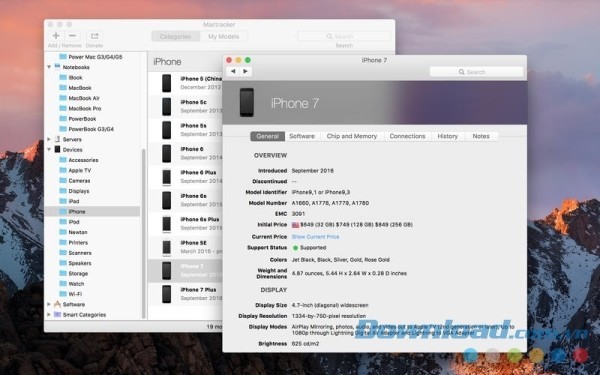 MacTracker cho Mac cung cấp toàn bộ thông tin về sản phẩm của Apple