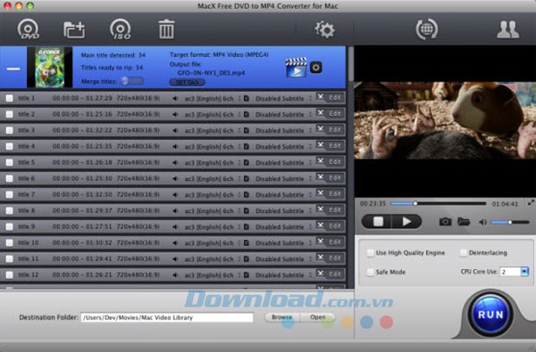 MacX Free DVD to MP4 Converter cho Mac
