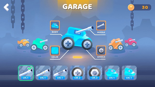 Tùy chỉnh chiếc xe tăng của bạn trở nên mạnh mẽ hơn trước khi bước vào trận chiến trong game Mad Royale io