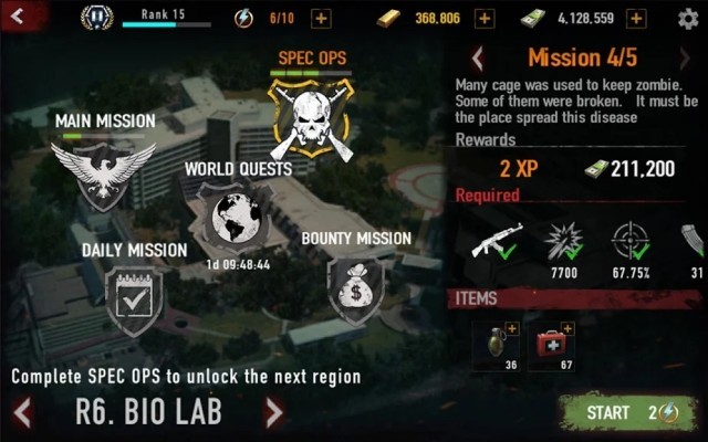 Nhiều nhiệm vụ và các địa điểm chiến đấu khác nhau