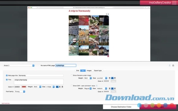 Giao diện chính của maGalleryCreator cho Mac