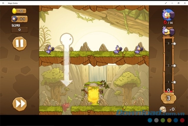 Né tránh vực sâu trong game chiến thuật miễn phí cho máy tính Magic Dodos