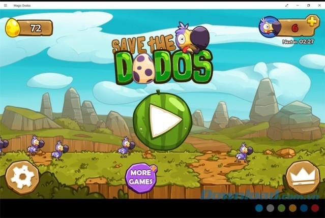 Giao diện Main Menu đơn giản của game chiến thuật miễn phí Magic Dodos cho máy tính