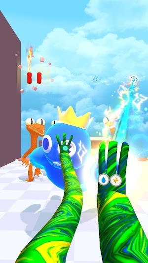 Chiến đấu với quái vật cầu vồng trong game Magic Friends Rainbow Friends