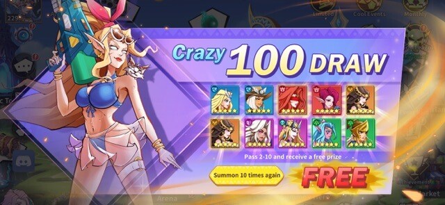 Nhận 100 lượt rút miễn phí, triệu hồi các anh hùng 5 sao