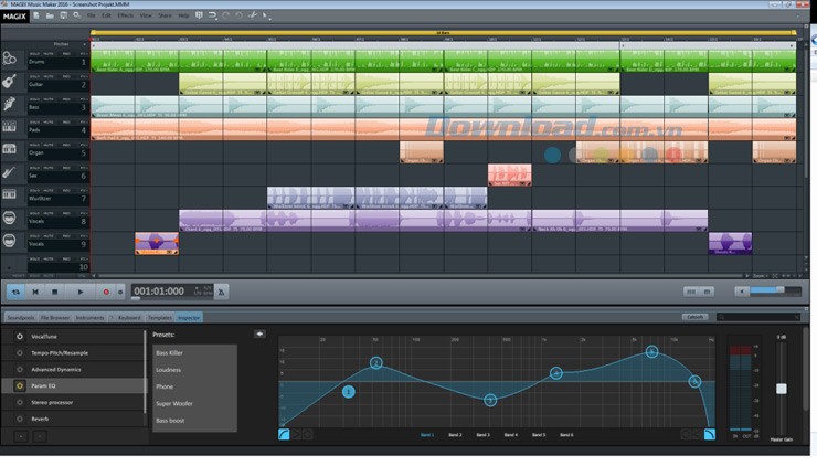 Giao diện phần mềm trộn nhạc Music Maker
