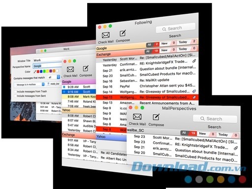 Kiểm tra hàng loạt mail cùng lúc dễ dàng với nhiều cửa sổ nhỏ gọn