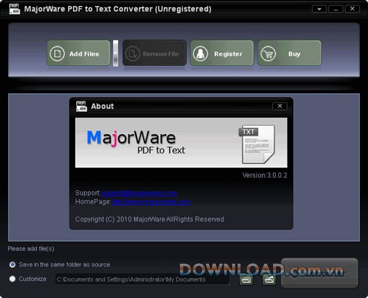 Majorware PDF to Text Converter