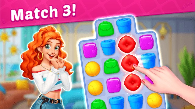 Giải các màn đố match-3 gây nghiện trong game Makeover Master - Home Design