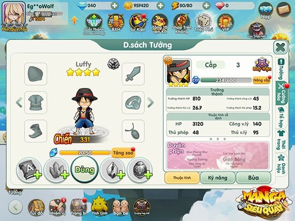 Nhân vật Luffy trong game