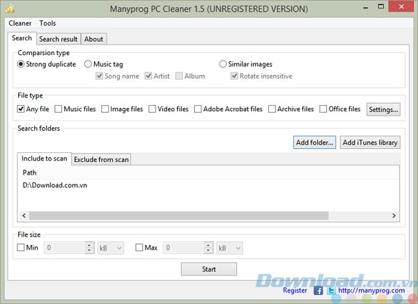 Tìm và xóa tập tin trùng