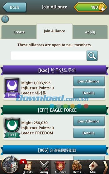 Xây dựng các liên minh trong March of Empires