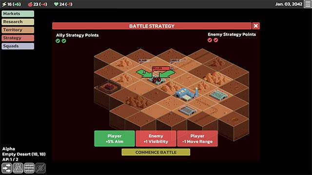 Chiến trường trong Mars Tactics game rất rộng lớn và được tạo hoàn toàn ngẫu nhiên