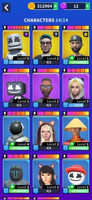 Rất nhiều nhân vật khác nhau để bạn mở khóa