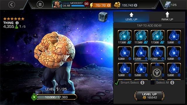 Chiêu mộ và tăng cấp anh hùng trong khi chơi Marvel Contest of Champions Free