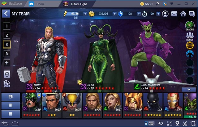 Giao diện game ARPG chủ đề siêu anh hùng - Marvel Future Fight