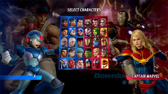 Chọn nhân vật từ 2 phe Marvel và Capcom