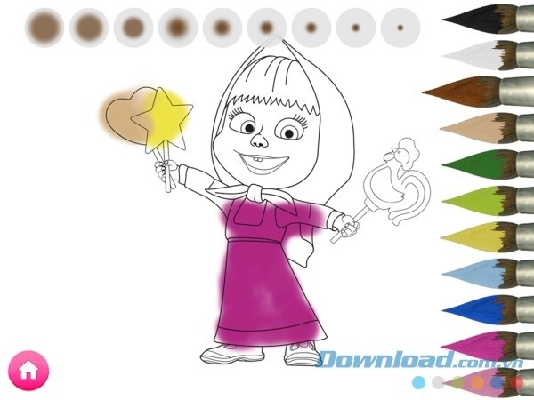 Trổ tài họa sĩ qua game tô màu tự do trong Masha and the Bear cho Android