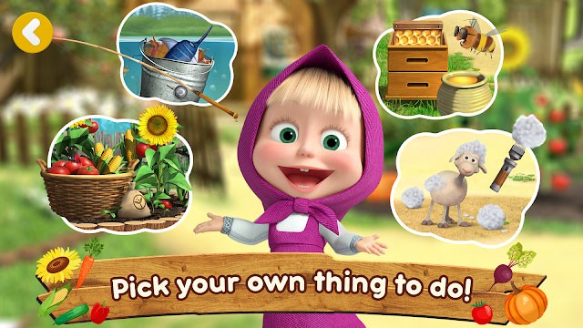 Chơi cùng Masha và gấu, làm những công việc nông trại khác nhau trong game Masha and the Bear: Farm Games