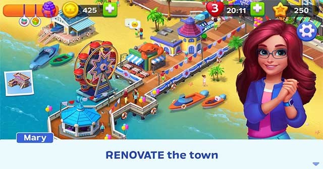 Match Town Makeover là game xây dựng thị trấn ven biển đặc sắc
