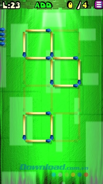 Thử thách xếp que diêm quen thuộc trong game Matches Puzzle Game