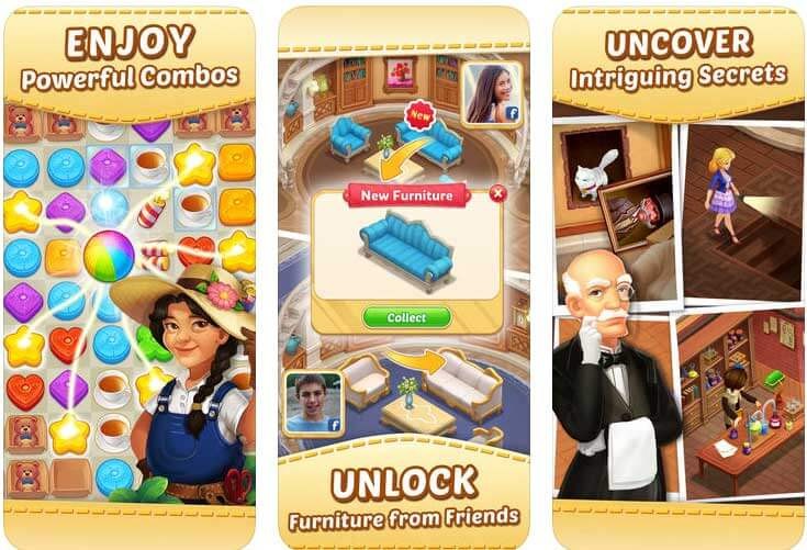 Matchington Mansion cho iOS có lối chơi đơn giản nhưng vẫn đầy hấp dẫn