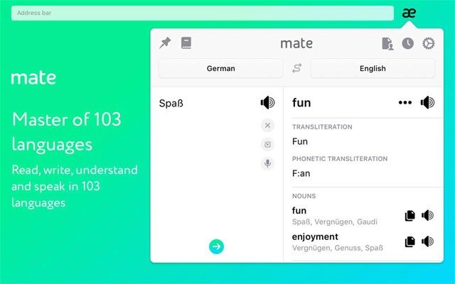 Giao diện Mate Translate