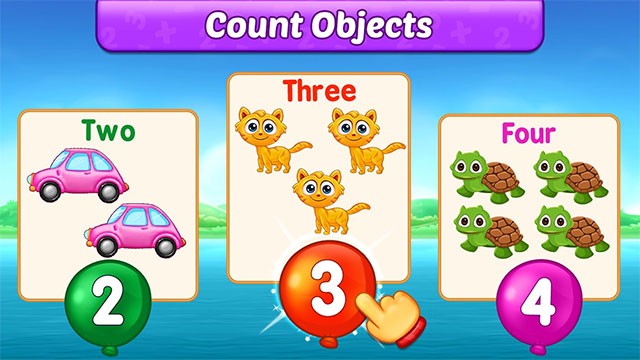 Bé học đếm từ 1 đến 10 trong mini-game hình ảnh ngộ nghĩnh