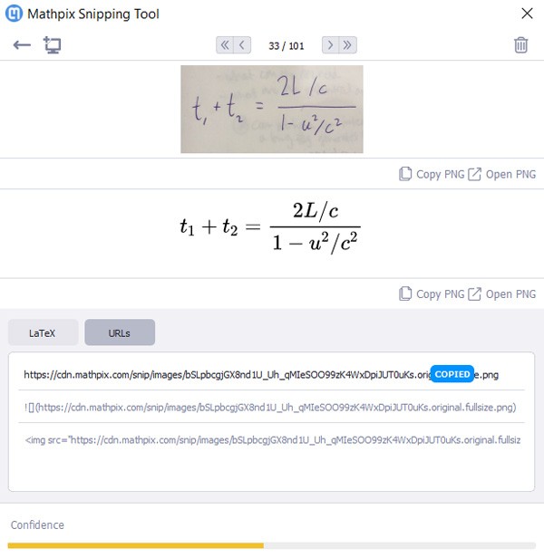 Giao diện của phần mềm sao chép công thức toán học Mathpix Snipping Tool