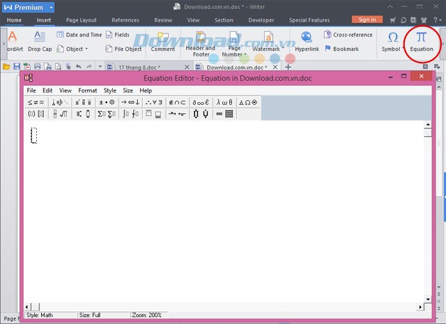 MathType trên WPS Office