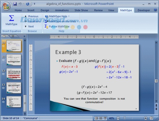 MathType tích hợp PowerPoint