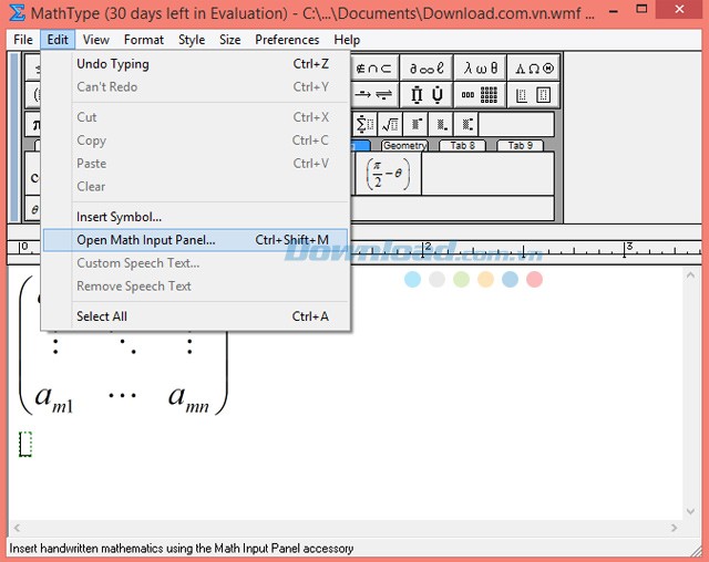 MathType hỗ trợ viết công thức