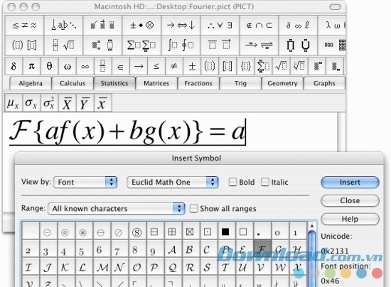MathType cho Mac hỗ trợ nhiều kiểu font chữ