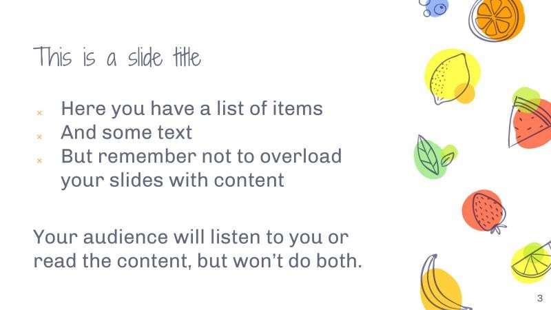 Colorful Fruits Slides slide 3*353060