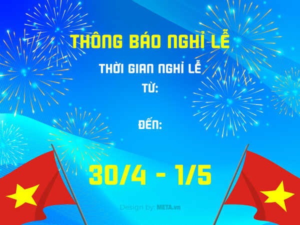 Banner thông báo nghỉ lễ 30/4 & 1/5 cực đẹp