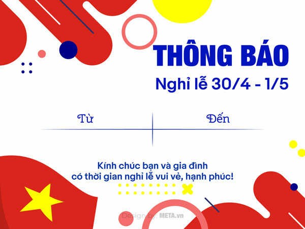 Mẫu thông báo nghỉ lễ 30/4 -1/5 đẹp