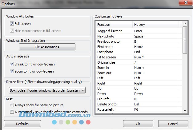 Các thiết lập chính của Maverick Photo Viewer