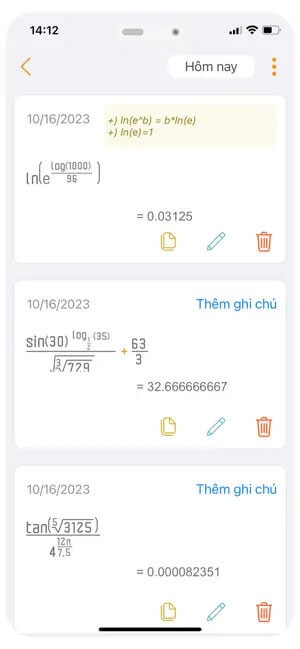 Lưu lại lịch sử các phép tính