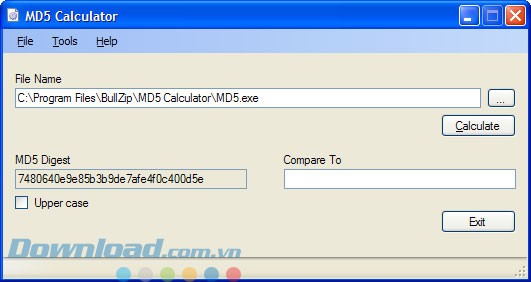 Giao diện MD5 Calculator