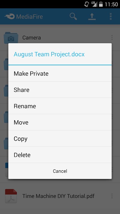Các thuộc tính xử lý file trên MediaFire