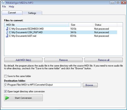 MediaVigor MIDI to MP3 Converter