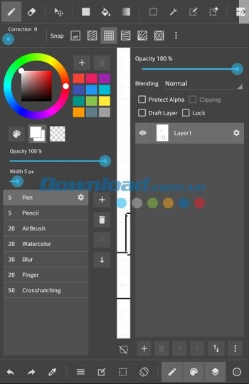 Bảng màu của MediBang Paint cho Android