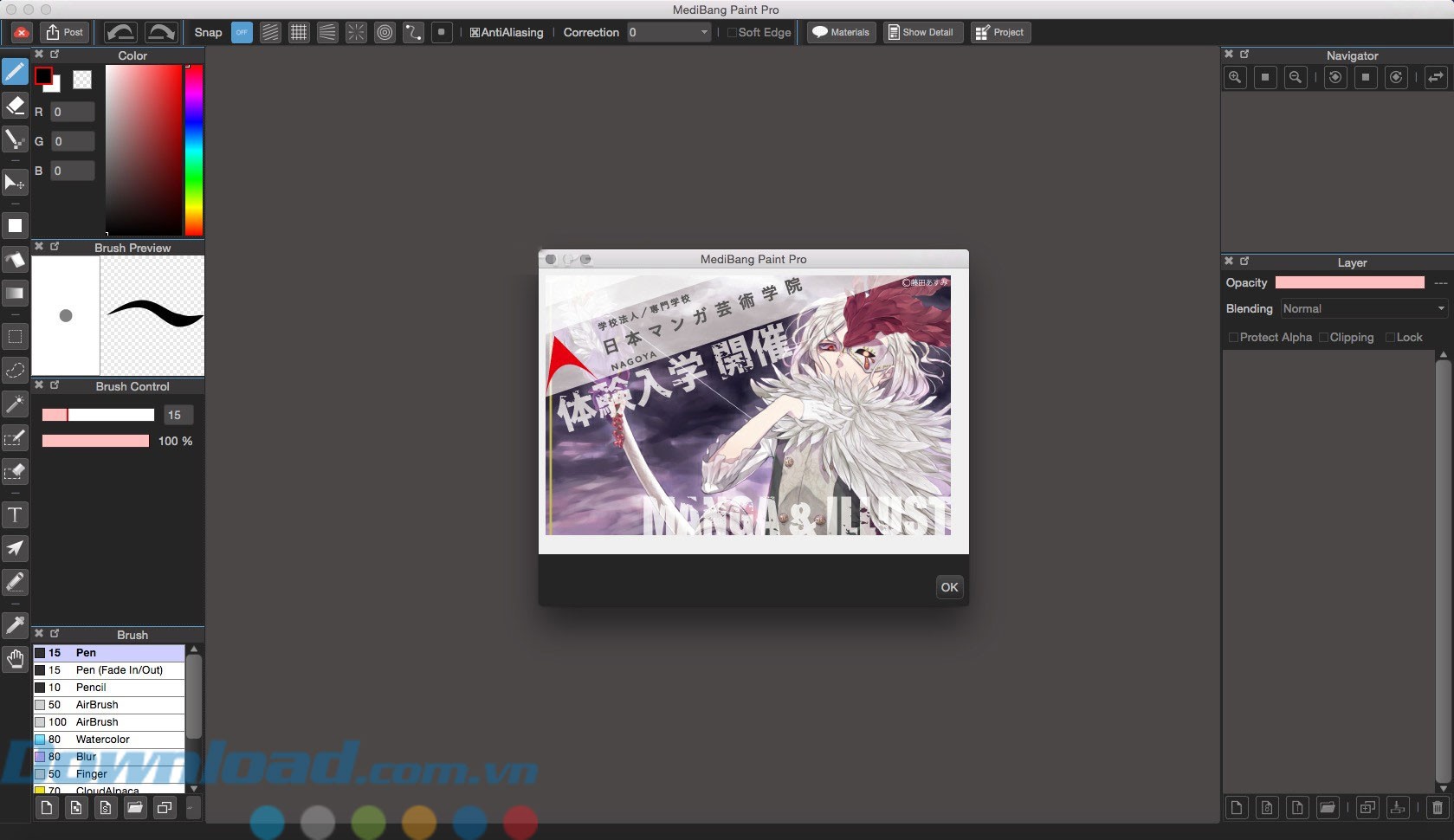 Giao diện phần mềm MediBang Paint Pro cho Mac